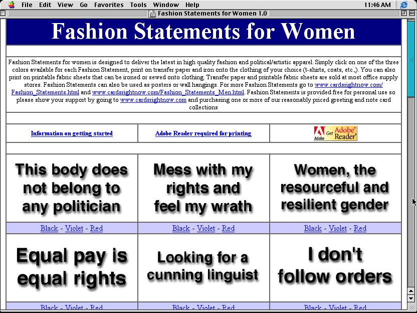 Screenshot of Fashion Statements for Women